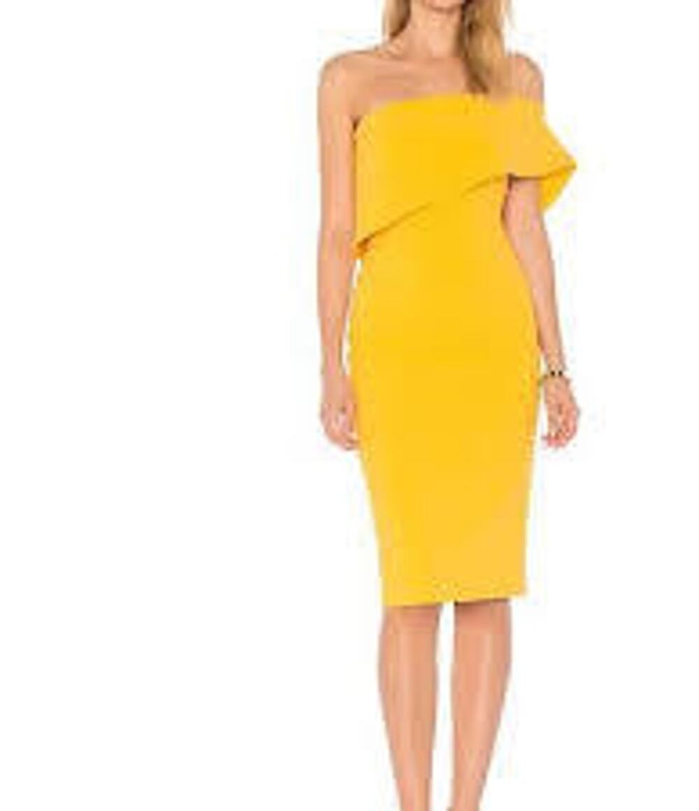 Likely Driggs Off The Shoulder Aline Bodycon Dress in Goldenrod Yellow 2 XS